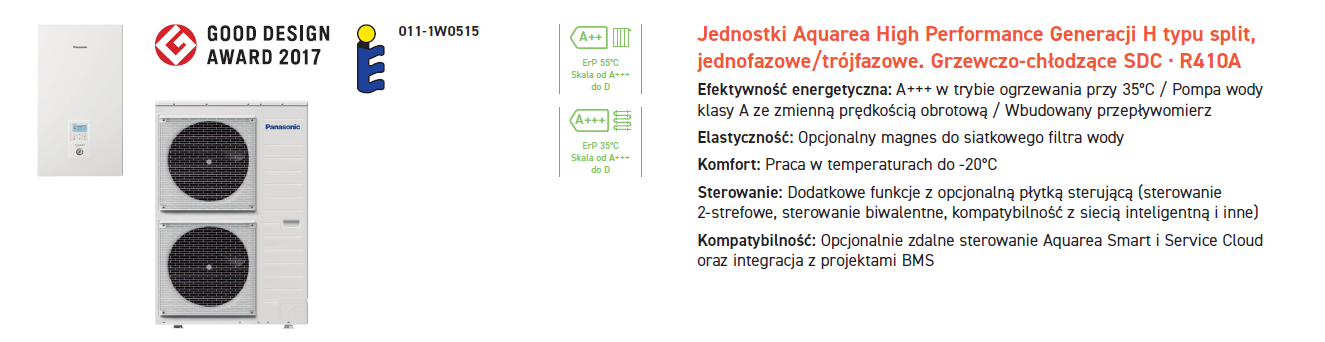 Pompa ciepła PANASONIC HIGH PERFORMANCE KIT-WC12H6E5 12 KW 1F Generacja H