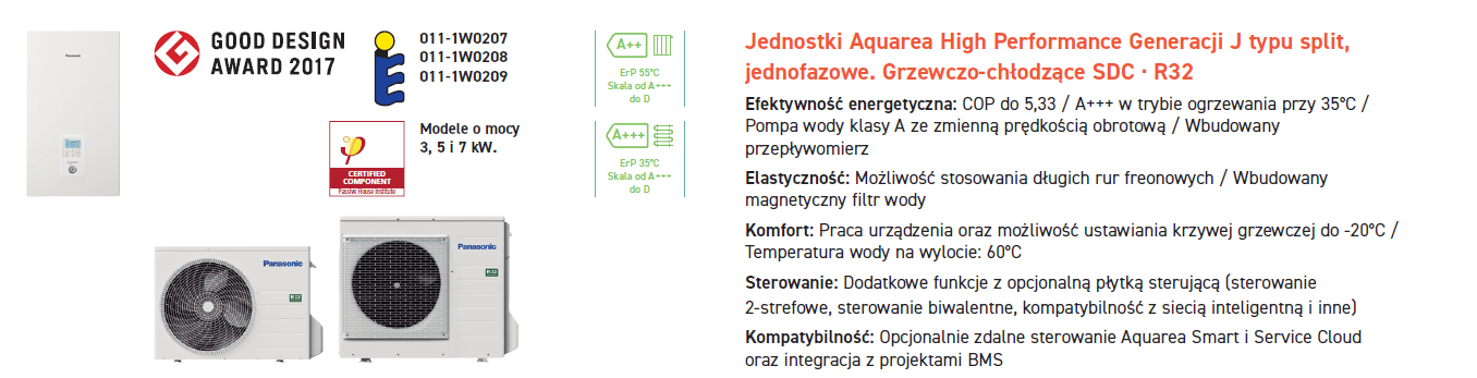 Pompa ciepła PANASONIC HIGH PERFORMANCE KIT-WC03J3E5 3 KW 1F Generacja J