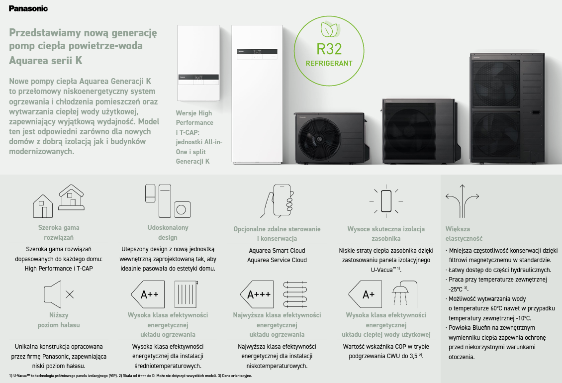 Pompa ciepła PANASONIC AQUAREA HIGH PERFORMANCE KIT-WC03K3E5 3 kW 1F Generacja K